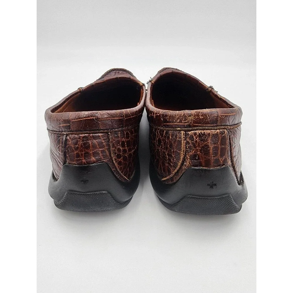 Allen Edmonds Brown Croc-Embossed Leather Loafers
